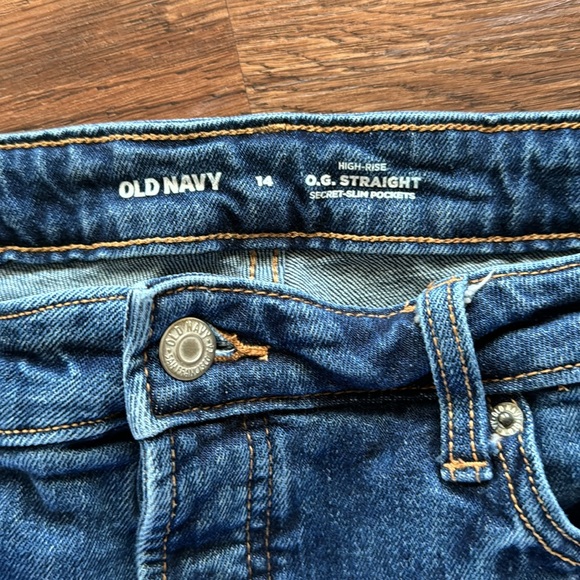 OLD NAVY HIGH RISE O.G. STRAIGHT SECRETE SLIM POCKETS BUTTON FLY ANKLE JEANS 14 - Picture 3 of 5